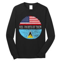 Half American Half Saint Lucian Usa Flag Saint Lucia Dna Long Sleeve Shirt