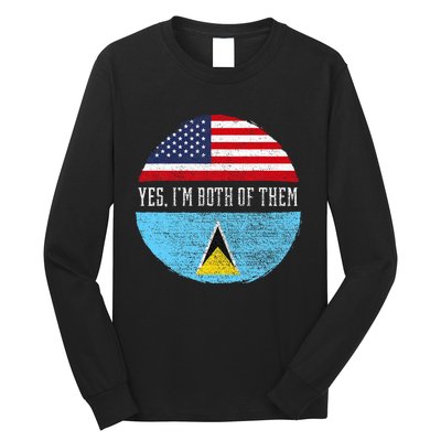 Half American Half Saint Lucian Usa Flag Saint Lucia Dna Long Sleeve Shirt