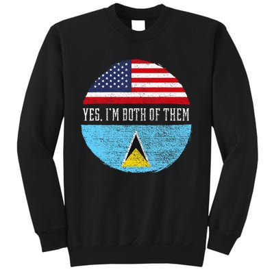 Half American Half Saint Lucian Usa Flag Saint Lucia Dna Sweatshirt