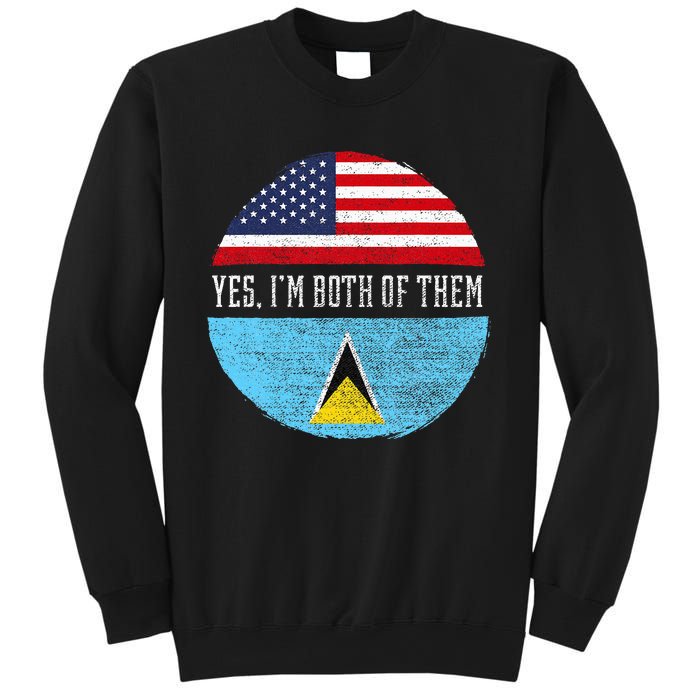 Half American Half Saint Lucian Usa Flag Saint Lucia Dna Sweatshirt