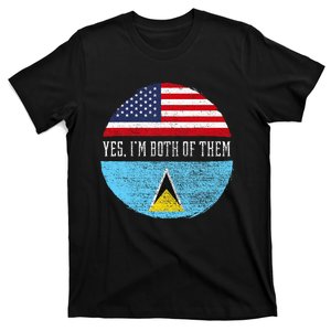 Half American Half Saint Lucian Usa Flag Saint Lucia Dna T-Shirt