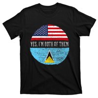 Half American Half Saint Lucian Usa Flag Saint Lucia Dna T-Shirt