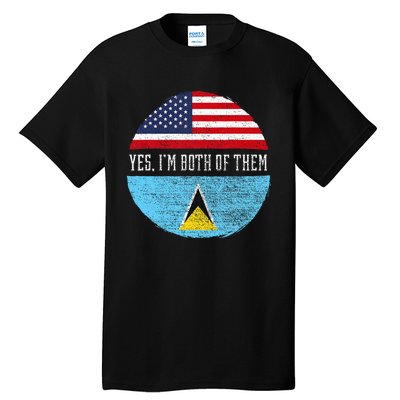 Half American Half Saint Lucian Usa Flag Saint Lucia Dna Tall T-Shirt