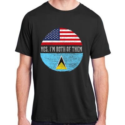 Half American Half Saint Lucian Usa Flag Saint Lucia Dna Adult ChromaSoft Performance T-Shirt