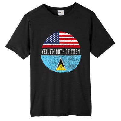 Half American Half Saint Lucian Usa Flag Saint Lucia Dna Tall Fusion ChromaSoft Performance T-Shirt