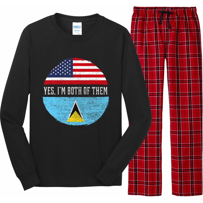 Half American Half Saint Lucian Usa Flag Saint Lucia Dna Long Sleeve Pajama Set