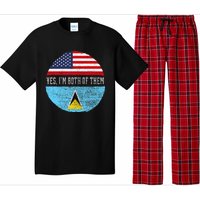 Half American Half Saint Lucian Usa Flag Saint Lucia Dna Pajama Set