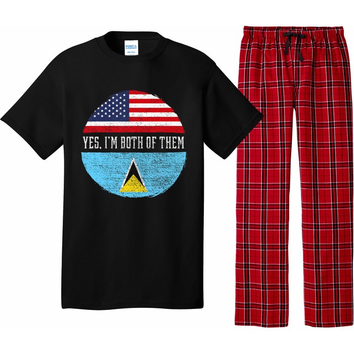 Half American Half Saint Lucian Usa Flag Saint Lucia Dna Pajama Set