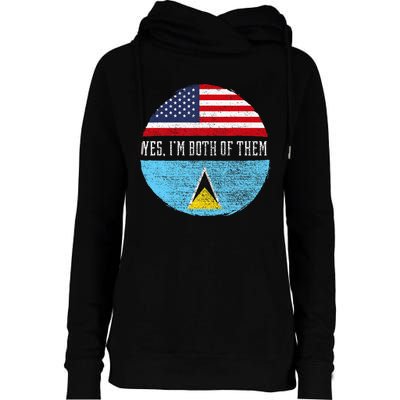 Half American Half Saint Lucian Usa Flag Saint Lucia Dna Womens Funnel Neck Pullover Hood