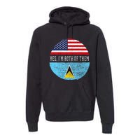 Half American Half Saint Lucian Usa Flag Saint Lucia Dna Premium Hoodie