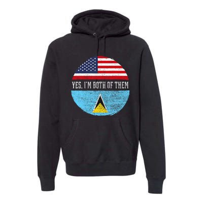 Half American Half Saint Lucian Usa Flag Saint Lucia Dna Premium Hoodie