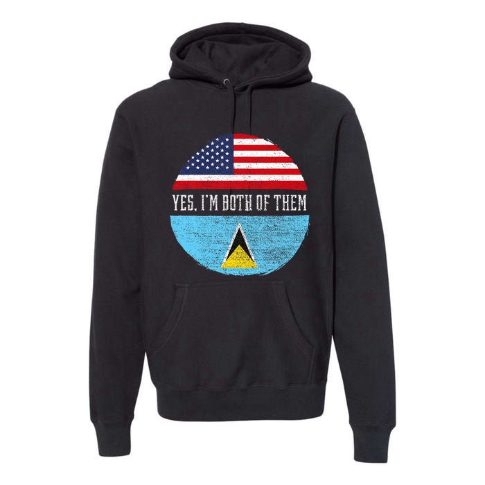 Half American Half Saint Lucian Usa Flag Saint Lucia Dna Premium Hoodie