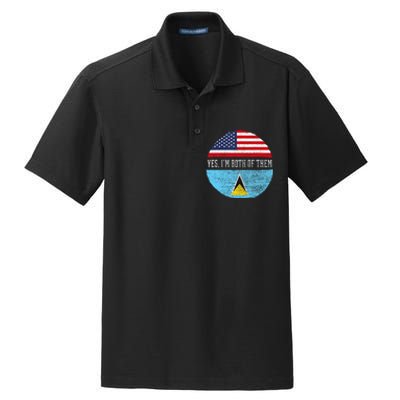 Half American Half Saint Lucian Usa Flag Saint Lucia Dna Dry Zone Grid Polo