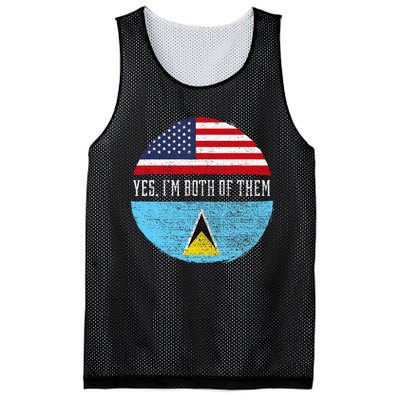 Half American Half Saint Lucian Usa Flag Saint Lucia Dna Mesh Reversible Basketball Jersey Tank