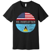 Half American Half Saint Lucian Usa Flag Saint Lucia Dna Premium T-Shirt