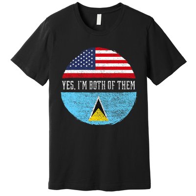 Half American Half Saint Lucian Usa Flag Saint Lucia Dna Premium T-Shirt