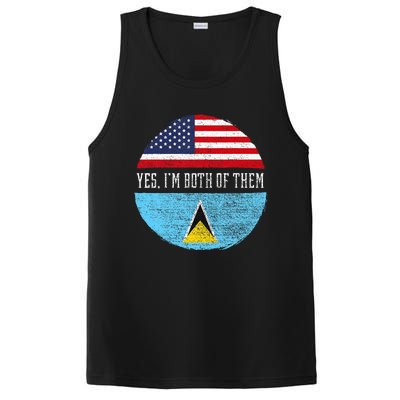 Half American Half Saint Lucian Usa Flag Saint Lucia Dna PosiCharge Competitor Tank