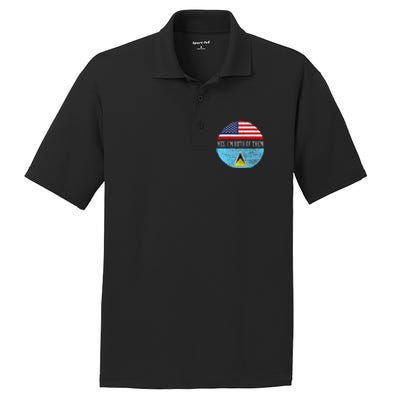 Half American Half Saint Lucian Usa Flag Saint Lucia Dna PosiCharge RacerMesh Polo