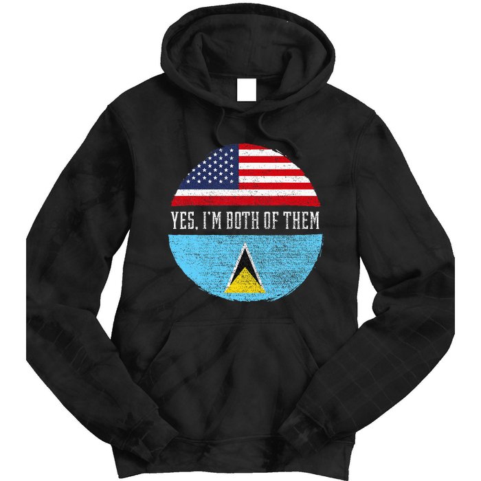 Half American Half Saint Lucian Usa Flag Saint Lucia Dna Tie Dye Hoodie