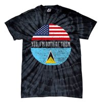 Half American Half Saint Lucian Usa Flag Saint Lucia Dna Tie-Dye T-Shirt