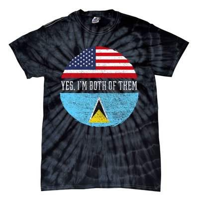 Half American Half Saint Lucian Usa Flag Saint Lucia Dna Tie-Dye T-Shirt