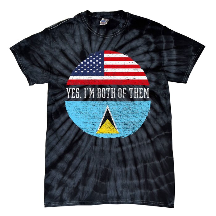 Half American Half Saint Lucian Usa Flag Saint Lucia Dna Tie-Dye T-Shirt