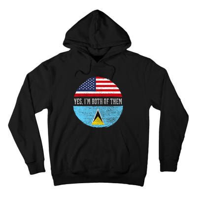 Half American Half Saint Lucian Usa Flag Saint Lucia Dna Tall Hoodie