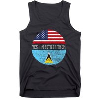 Half American Half Saint Lucian Usa Flag Saint Lucia Dna Tank Top