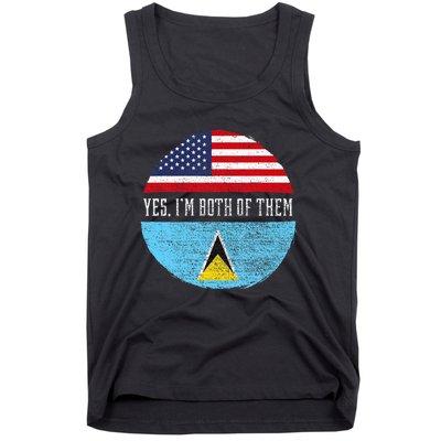 Half American Half Saint Lucian Usa Flag Saint Lucia Dna Tank Top