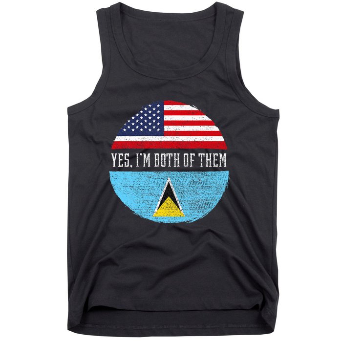 Half American Half Saint Lucian Usa Flag Saint Lucia Dna Tank Top