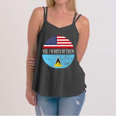 Half American Half Saint Lucian Usa Flag Saint Lucia Dna Women's Strappy Tank