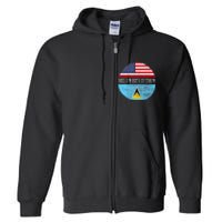 Half American Half Saint Lucian Usa Flag Saint Lucia Dna Full Zip Hoodie