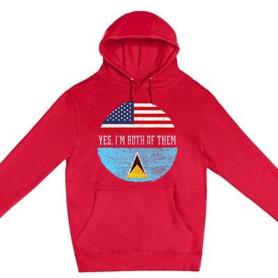 Half American Half Saint Lucian Usa Flag Saint Lucia Dna Premium Pullover Hoodie