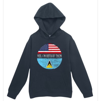 Half American Half Saint Lucian Usa Flag Saint Lucia Dna Urban Pullover Hoodie