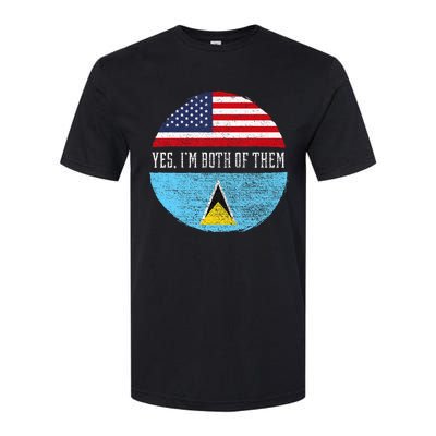 Half American Half Saint Lucian Usa Flag Saint Lucia Dna Softstyle CVC T-Shirt