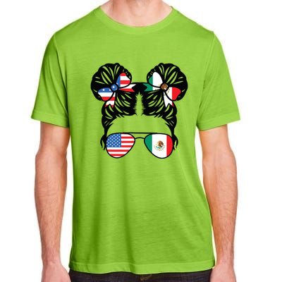 Half American Half Mexican Girl USA Mexico Flag Patriot Adult ChromaSoft Performance T-Shirt