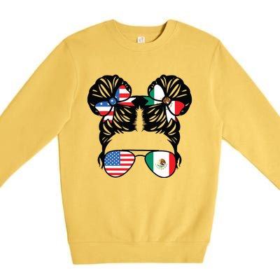 Half American Half Mexican Girl USA Mexico Flag Patriot Premium Crewneck Sweatshirt