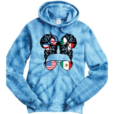 Half American Half Mexican Girl USA Mexico Flag Patriot Tie Dye Hoodie