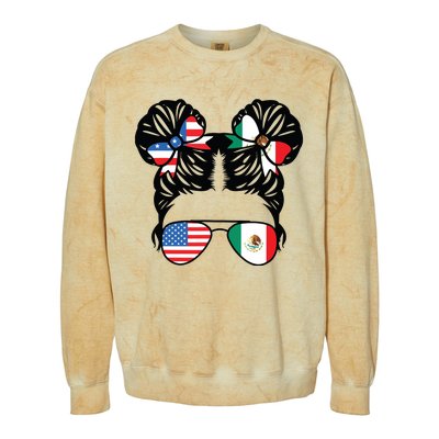 Half American Half Mexican Girl USA Mexico Flag Patriot Colorblast Crewneck Sweatshirt