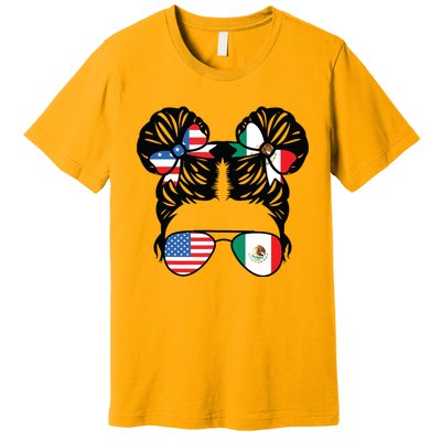 Half American Half Mexican Girl USA Mexico Flag Patriot Premium T-Shirt