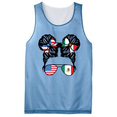 Half American Half Mexican Girl USA Mexico Flag Patriot Mesh Reversible Basketball Jersey Tank