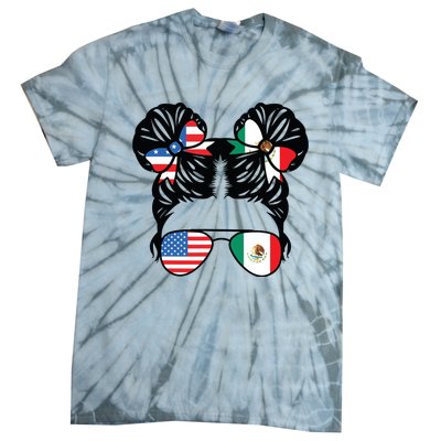 Half American Half Mexican Girl USA Mexico Flag Patriot Tie-Dye T-Shirt