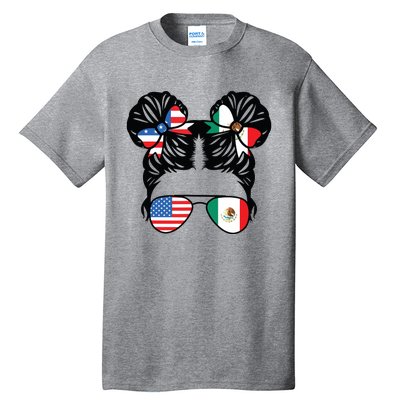 Half American Half Mexican Girl USA Mexico Flag Patriot Tall T-Shirt