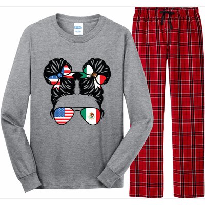 Half American Half Mexican Girl USA Mexico Flag Patriot Long Sleeve Pajama Set