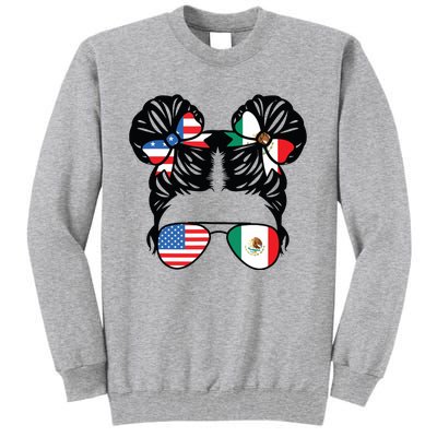 Half American Half Mexican Girl USA Mexico Flag Patriot Tall Sweatshirt