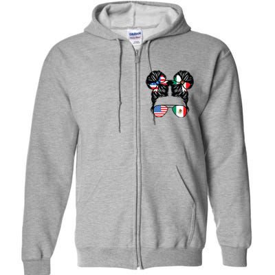 Half American Half Mexican Girl USA Mexico Flag Patriot Full Zip Hoodie