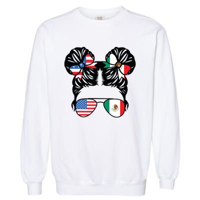 Half American Half Mexican Girl USA Mexico Flag Patriot Garment-Dyed Sweatshirt