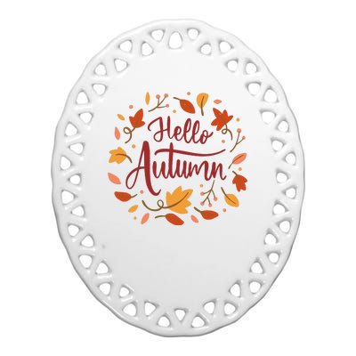 Hello Autumn Ceramic Oval Ornament