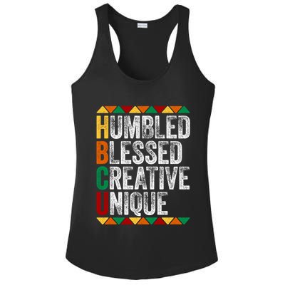 HBCU Abbreviations - HBCU Humbled Blessed Creative Unique Historical Ladies PosiCharge Competitor Racerback Tank