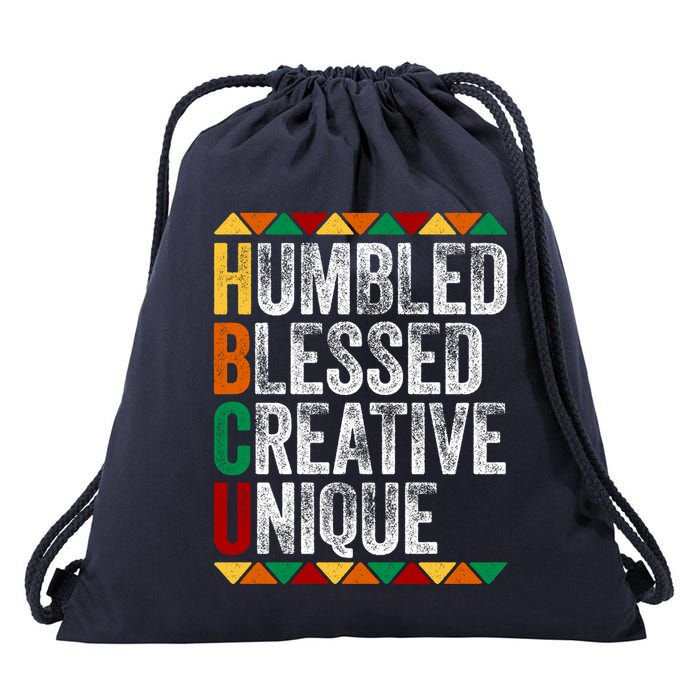 HBCU Abbreviations - HBCU Humbled Blessed Creative Unique Historical Drawstring Bag